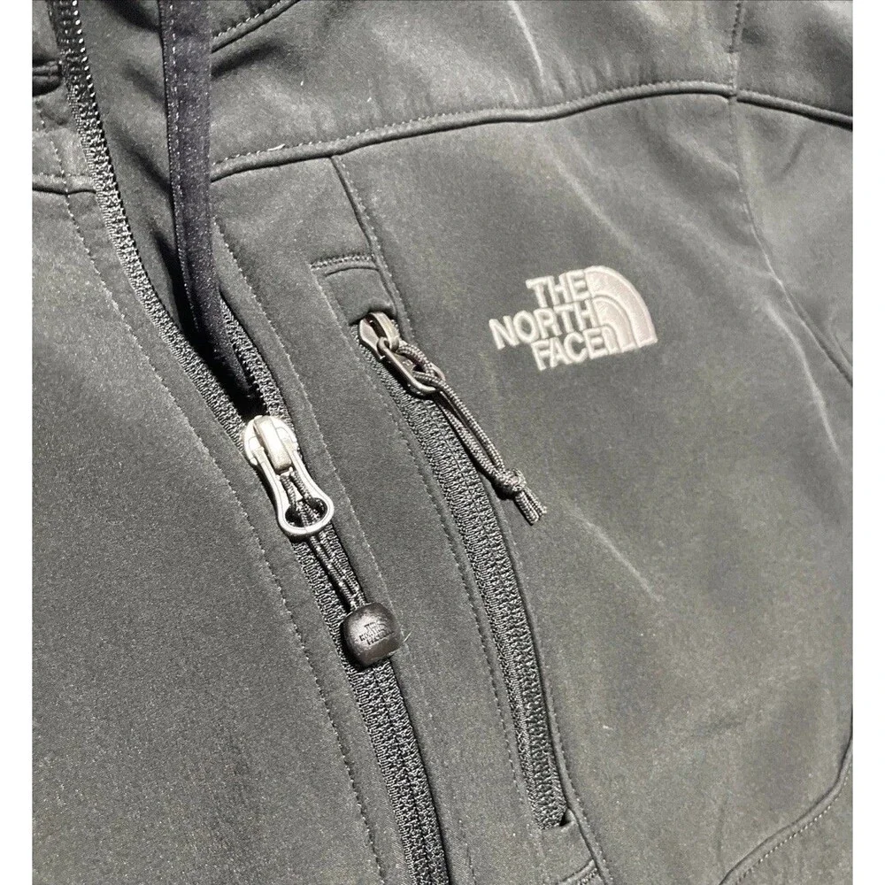 The North Face TNF Apex Jacket Mens Medium Black Softshell Full Zip Fleece Lined